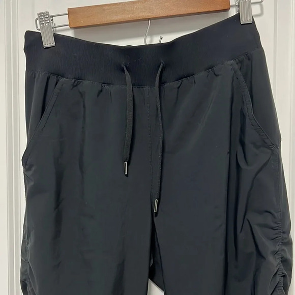 Women’s Joggers Drawstring Waist Ruched Leg Detail with Pockets Black size Small - Picture 2 of 6